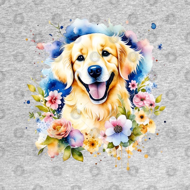 Golden Retriever - Cute Smile Dog Watercolor by Bellinna